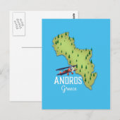 Postale Affiche de voyage illustrée de la carte grecque d' (Devant / Derrière)