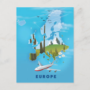 Postale Affiche de voyage paysage carte de l'Europe