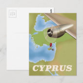 Postale Affiche de voyage vintage carte de Chypre (Devant / Derrière)