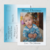 Postale Ajouter une photo à cette carte de Noël bleue (Devant / Derrière)