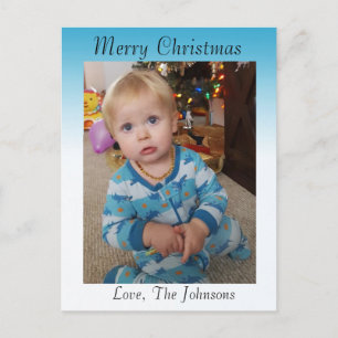 Postale Ajouter une photo à cette carte de Noël bleue