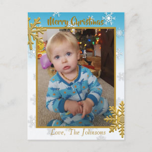 Postale Ajouter une photo à cette carte de Noël bleue