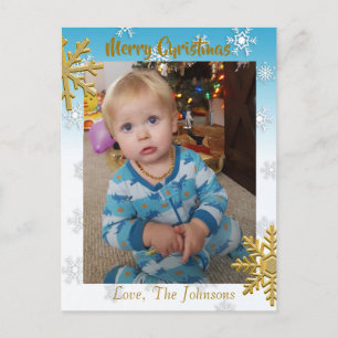 Postale Ajouter une photo à cette carte de Noël bleue