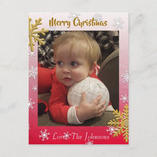 Postale Ajouter une photo à cette carte de Noël des flocon (Devant)