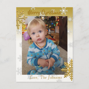 Postale Ajouter une photo à cette carte Gold Christmas