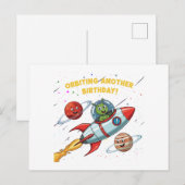 Postale Alien amusant "Orbiting Another Birthday" Carte sp (Devant / Derrière)