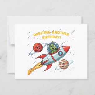 Postale Alien amusant "Orbiting Another Birthday" Carte sp