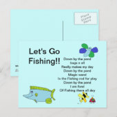 Postale Allons à la Carte de Pêche avec Poème (Devant / Derrière)