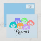 Postale Amitié "Amis", Carte postale. (Devant / Derrière)