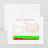 Postale amour carte chat chocolat (Devant / Derrière)