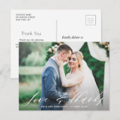 Postale amour et merci, carte de remerciements mariage (Devant / Derrière)