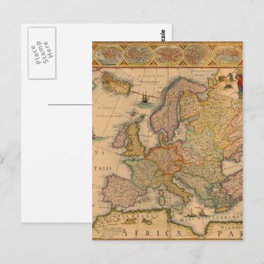 Postale Ancienne carte de l'Europe (Devant / Derrière)