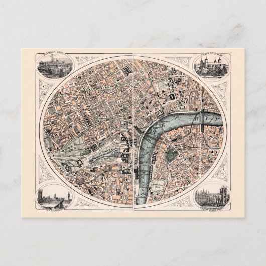 Postale Ancienne carte de Londres (Devant)