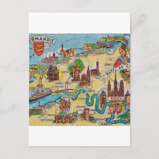 Postale Ancienne carte de Normandie (Devant)