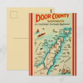 Postale Ancienne carte de pêche du comté de Door (Devant / Derrière)