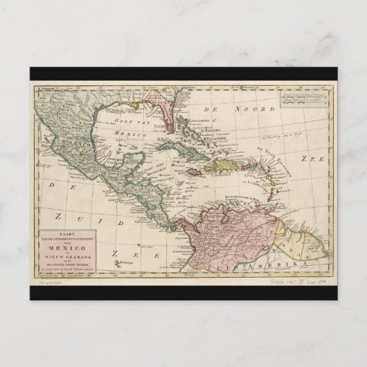 Postale Ancienne carte des Caraïbes des Antilles (1765) (Devant)