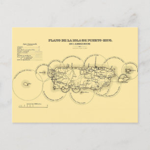 Postale Ancienne carte des phares de Porto Rico sur carte 
