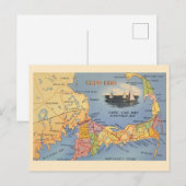 Postale Ancienne carte du Cap Cod Massachusetts (Devant / Derrière)