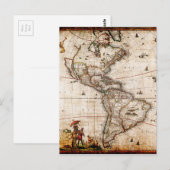 Postale Ancienne carte du continent américain (Devant / Derrière)