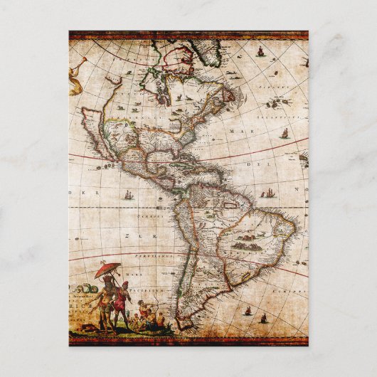 Postale Ancienne carte du continent américain (Devant)