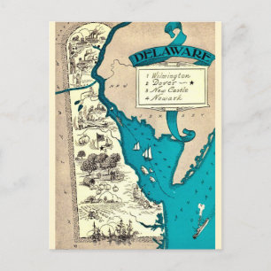 Postale Ancienne carte du Delaware 