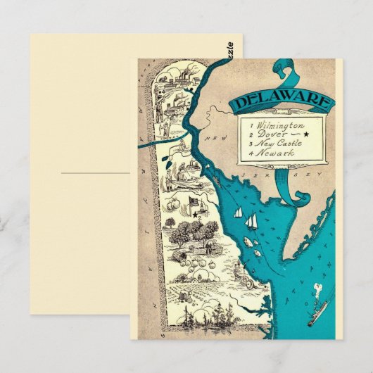 Postale Ancienne carte du Delaware  (Devant / Derrière)
