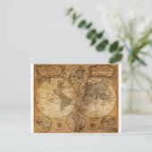 Postale Ancienne carte du monde vintage (Debout devant)