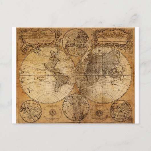 Postale Ancienne carte du monde vintage (Devant)