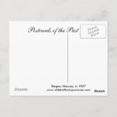 Postale Ancienne carte postale, Bergen, Norvège, en 1937 (Dos)