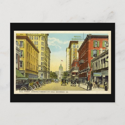 Postale Ancienne carte postale, Bull St, Savannah, Géorgie (Devant)