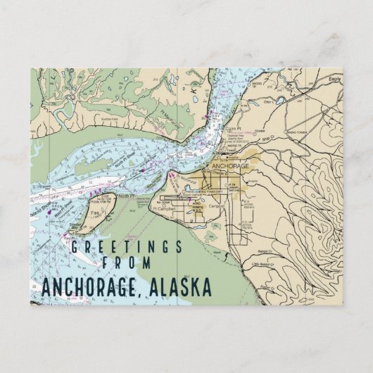 Postale Ancrage Carte marine Alaska (Devant)