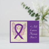 Postale Ange avec ruban de sensibilisation violet Carte po (Debout devant)