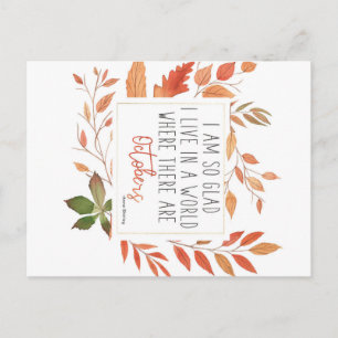 Postale Anne of Green Gables octobre Citation Carte postal
