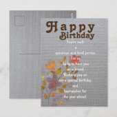 Postale Anniversaire Grande carte (Devant / Derrière)