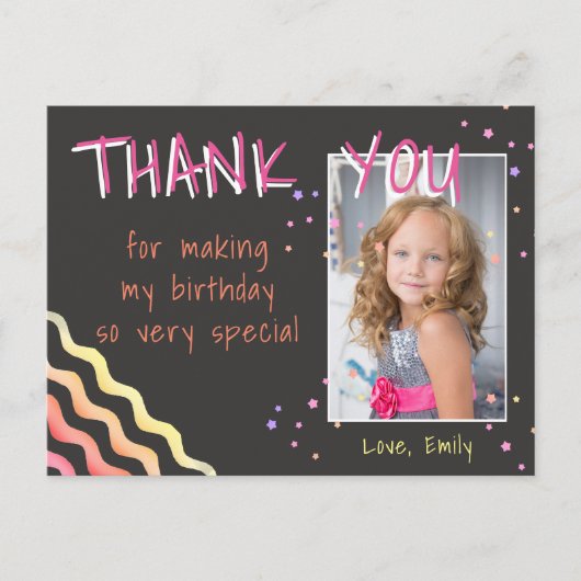 Postale Anniversaire Merci Carte photo Vagues et étoiles F (Devant)