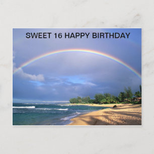 Postale Anniversaire/ Sweet 16/ arc-en-ciel sur la carte p
