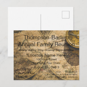 Postale Annonce de réunion de famille sur carte vintage