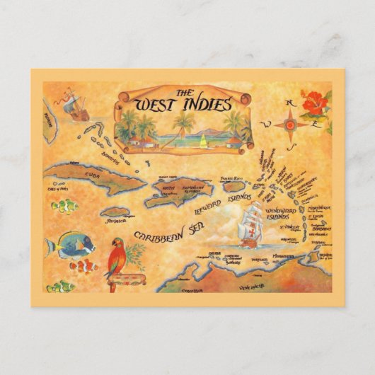 Postale Antilles Caraïbes Carte Can Cooler (Devant)