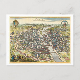 Postale Antique 1620 Carte de Paris, France,
