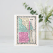 Postale Antique 1855 Carte de Chicago, Illinois, (Debout devant)