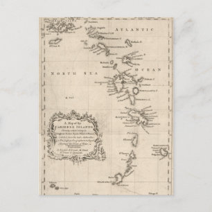 Postale Antique carte des Antilles