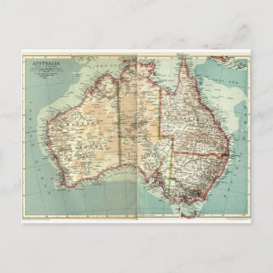 Postale Antique continent australien Vintage carte détaill