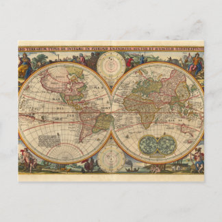 Postale Antique vieille carte du monde rare et historique