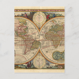 Postale Antique vieille carte du monde rare et historique
