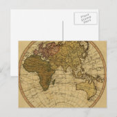 Postale Antique William Faden 1786 Carte de l'hémisphère o (Devant / Derrière)