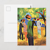 Postale Août Macke - Une femme avec une carte verte (Devant / Derrière)