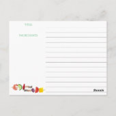 Postale Apéritifs dîner cuisine carte de recettes (Dos)