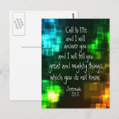 Postale Appel à moi Bible Verse Jeremiah 33:3 Carte postal (Devant / Derrière)