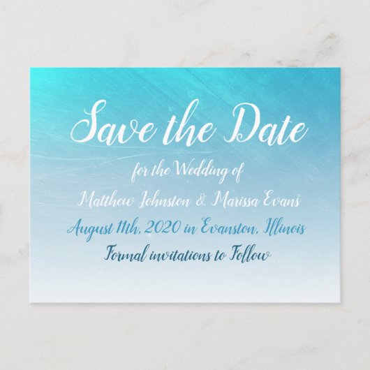 Postale Aqua Blue Crackle Enregistrer la date Carte postal (Devant)