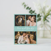 Postale Aqua Blue Photo Collage Mariage Merci carte postal (Debout devant)